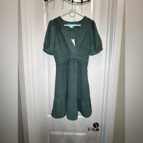 NWT Anthropologie by Maeve Belted Dress Dark Turquoise - Picture 3 of 6